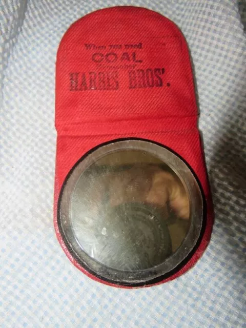 Antique Vintage Germany Advertising "Coal" Pocket Mirror "Harris Bros"