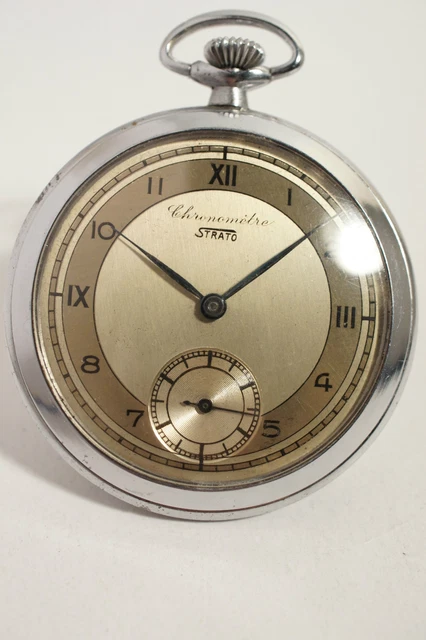 Montre Gousset Chronomètre En Argentan - Mécanique à Remontage Manuel - Bon état - À Réviser