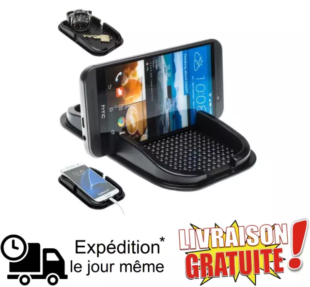 Tapis Pad Support Anti Derapant Glisse Voiture Telephone Gps Couleur Noir