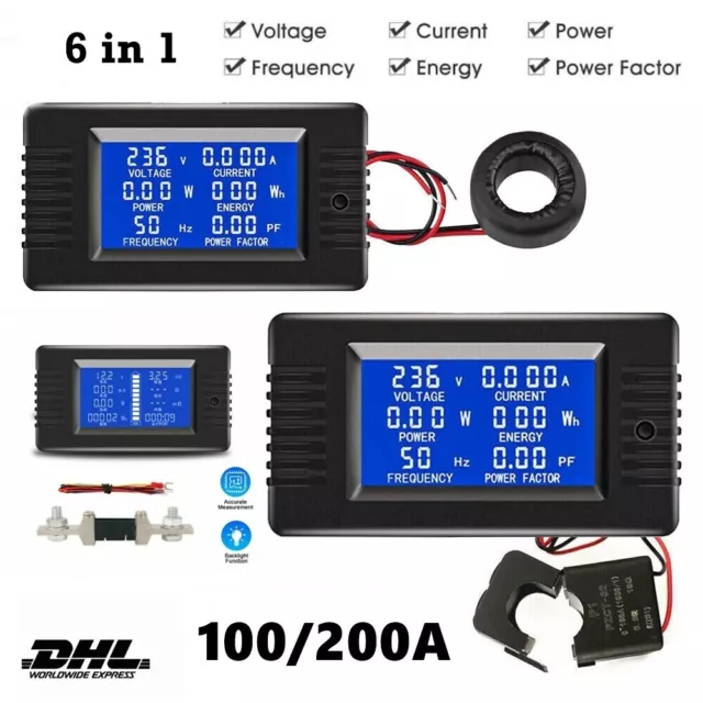 100A DC AC Digital Monitor LCD Volt Amp Watt Meter RC Batterie Power Analyser