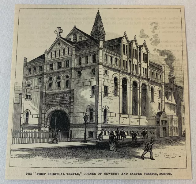 1885 Rivista Incisione ~ Primo Spirituale Stanghetta Newbury+Exeter,Boston,