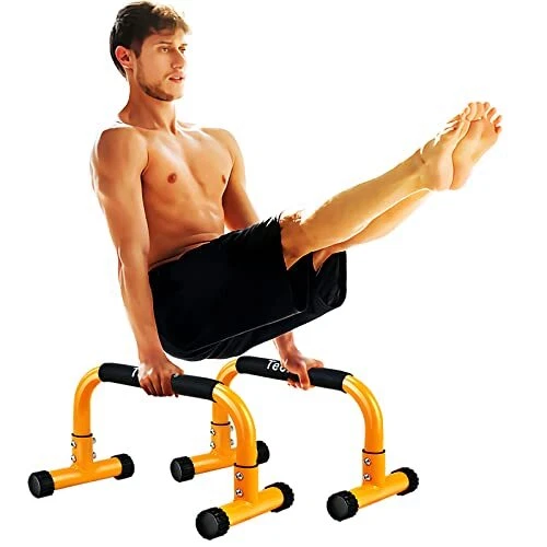Steel Push Up Bar, 9.5in High Parallettes Bars Great for L-sit, Handstands,