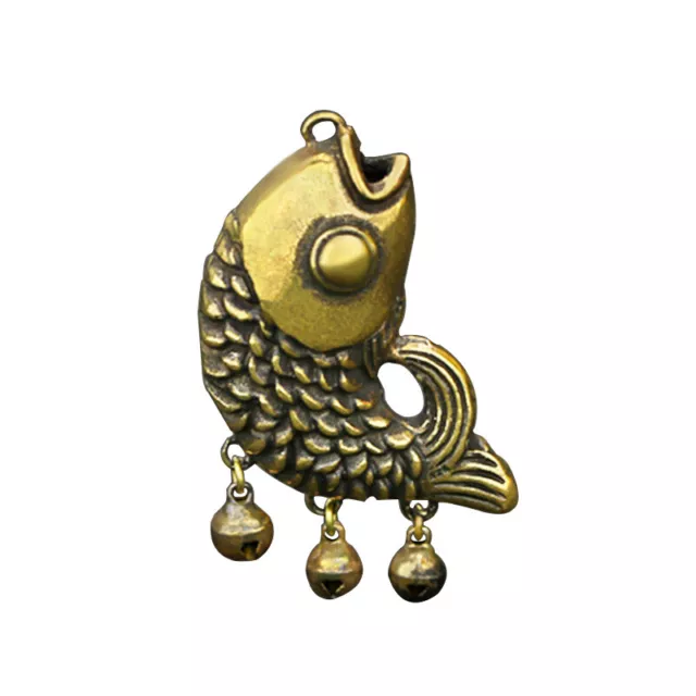 Chinese Bronze Brass Ware Retro Hand Carved Fish Statue Pendant Decoration