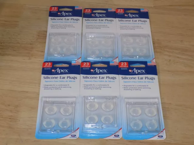 6 Packs Carex Apex Silicone Ear Plugs 23 Decibels Noise Rating 2 Pairs Each Pack