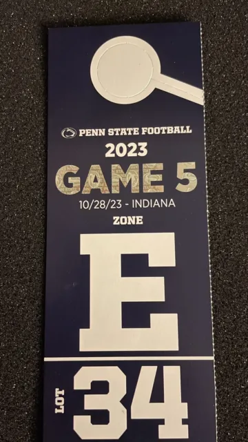 Penn State vs Indiana Football Parking Pass - East Lot 34
