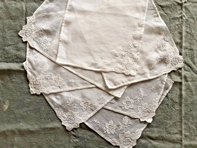 Large entre-deux broderie anglaise ancien (1910) 2,0 m x 12 cm