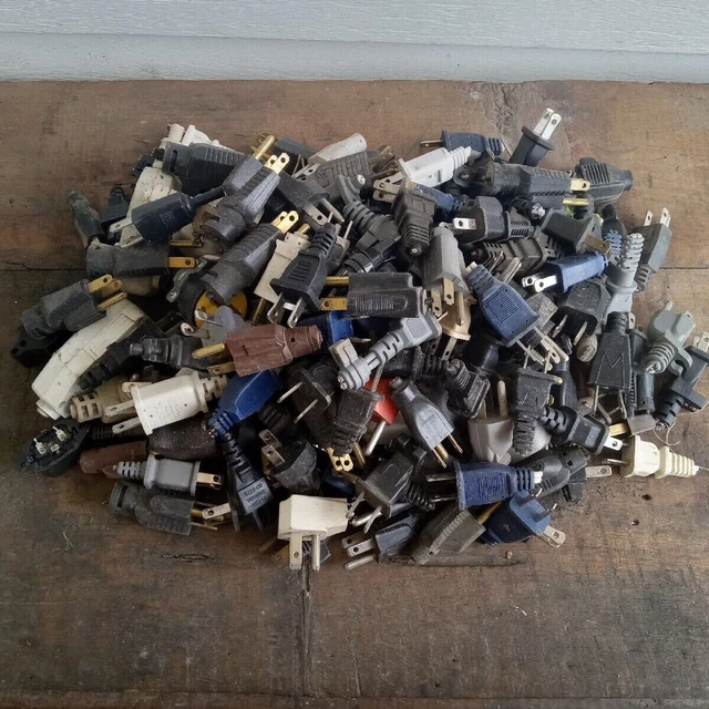 Scrap Extension Cord Ends. Brass, Copper Scraps, Recycled Brass Cord Ends.