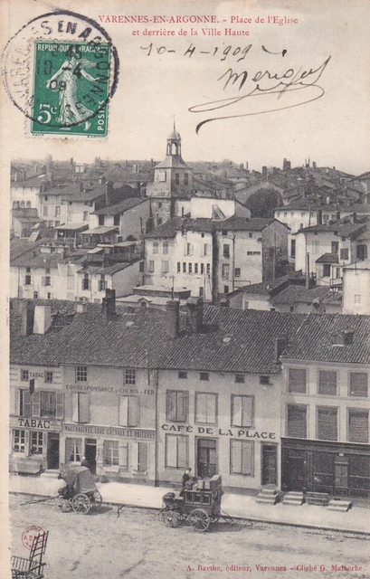 CPA 55 VARENNES in ARGONNE Place de l'Eglise and behind the Upper Town