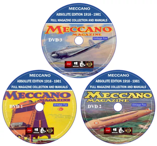 Meccano Magazine Full Collection And Manuals 650 Issues 1916-1981 PDF 3 DVD