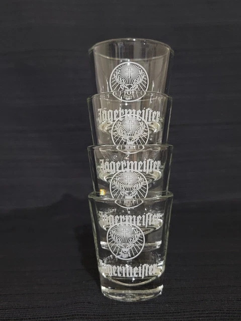 4 Jagermeister Clear Shot Glasses Libby USA