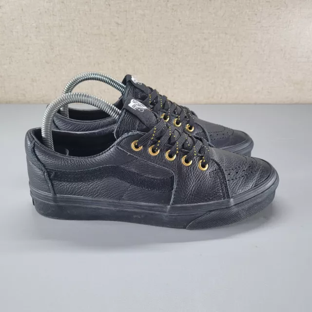 VANS Sk8 Low Leather Mens Size 6.5 Womens 8 Black w/ Gold Skate Sneakers