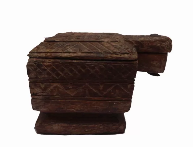 Indian Old Vintage Hand Made Unique Wooden Spice Masala Powder Box WD 230 3