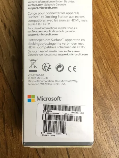 Adaptateur Mini DisplayPort vers HDMI Microsoft Surface Model 1819 ORIGINAL 3