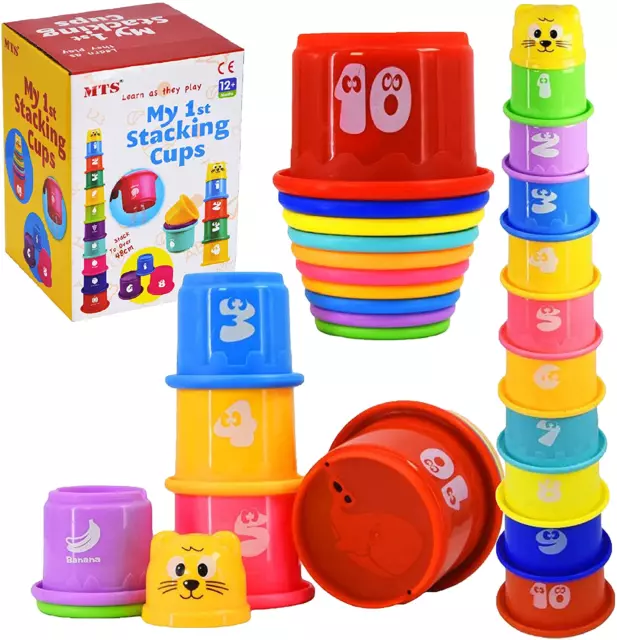 MTS Baby 11 Piece Stacking Cups Stackers Pre-school Learning Toy Stacking Tower