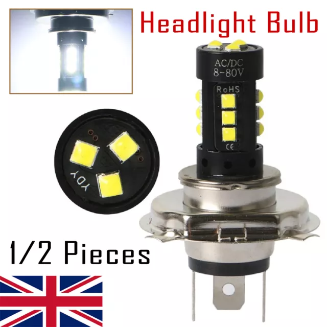 H4 3030 LED Motorcycle Headlight Bulb 9003 HS1 P43T 6000K White Lamp Bulb 1200LM