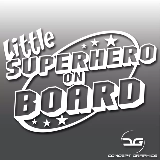 Little Superhero On Board Baby Safety Sign Car Window Bumper Vinyl Decal Sticker