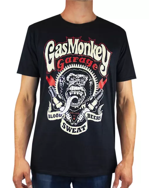 Maglietta da uomo per candele di gas Monkey Garage "Blood, Sweat and Beers"