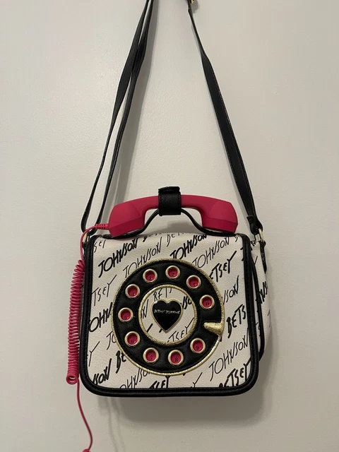 Betsey Johnson Phone Crossbody Bag Black & White w/Pink Phone Betsey Johnson Phone Crossbody Bag Black & White w/Pink Phone