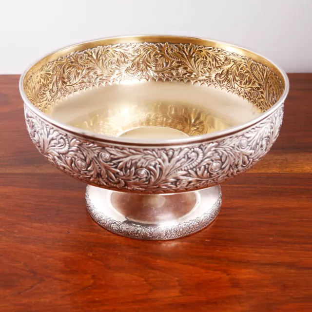 Rare Gorham Aesthetic Sterling Silver Parcel Gilt Footed Center Bowl St Cloud