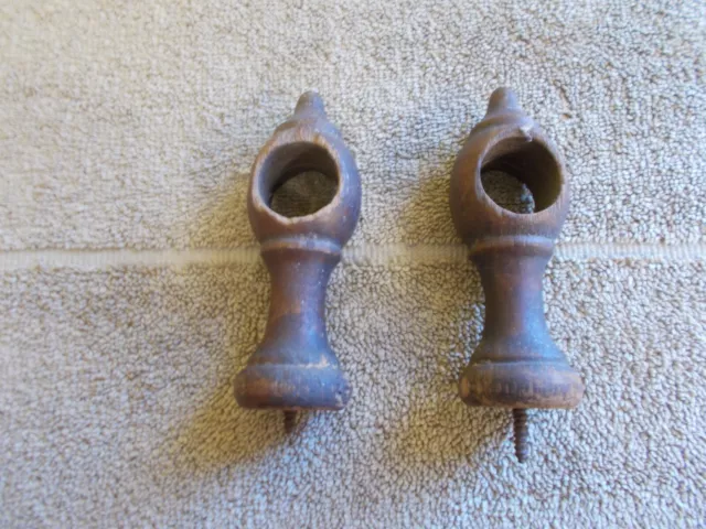 Vintage Pair Wood Curtain Rod Holders Finals Farm House Primitive