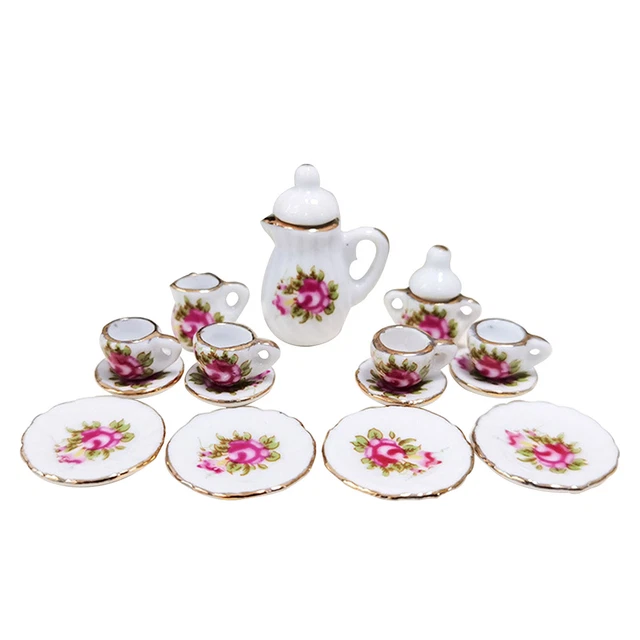 1:12 Dollhouse Decor Accessories Kitchen Miniature Porcelain Tea Cup Set