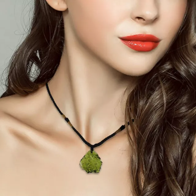 Natural Green Czech Moldavite Meteorite Impact Pendant Necklace Chakra Healing