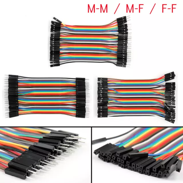 40×Dupont Wire Jumper Cables 10/15/21/30/40cm F-F M-F M-M for Arduino Breadboard