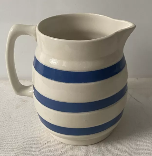 Vintage CHEF WARE Ironstone Staffordshire England BLUE WHITE Striped JUG