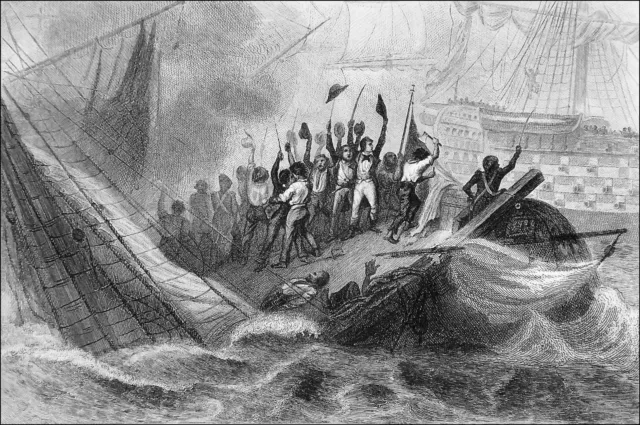RÉVOLUTION FRANÇAISE: MARINS du "VENGEUR" criant "Vive la Patrie"- Gravure 19e s