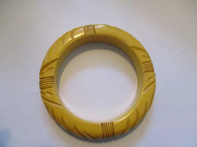Carved Bakelite Yellow Bracelet