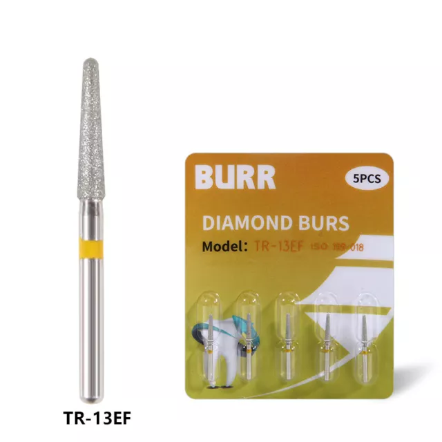 5 pcs Dental Diamond Burs Taper Round Drills for High Speed Handpiece TR-13EF OR