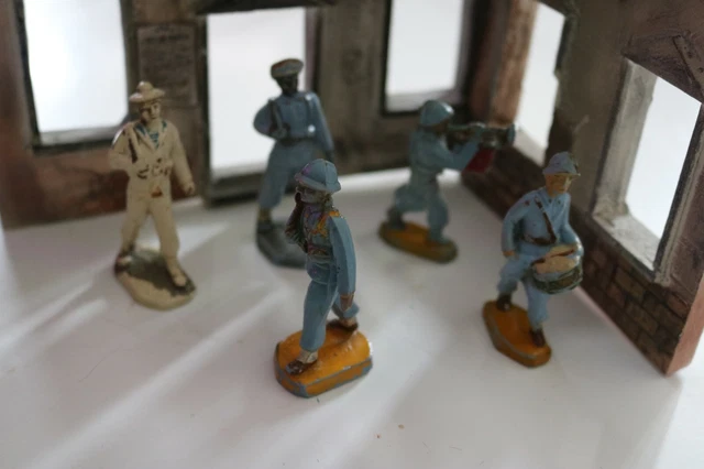 5 Figurines Anciennes Marine Nationale – Soldats Plastique 54mm – Lot Vintage