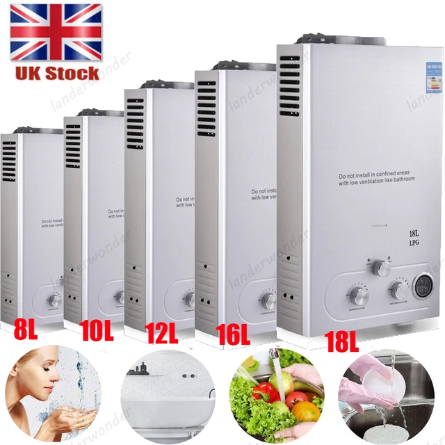8L-18L LPG Propane Gas Tankless Instant Hot Water Heater Boiler With Shower Kit