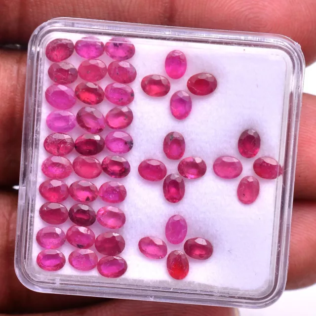 46 Pcs Natural Mozambique Ruby Rich Red 4mm 3mm Oval Faceted Cut Loose Gemstones