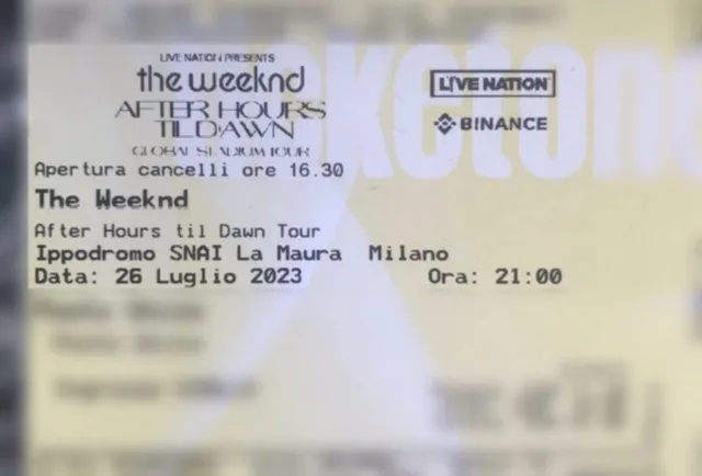 2 Biglietti concerto the weeknd 26/07/23 Milano, Posto unico Ingresso Giallo