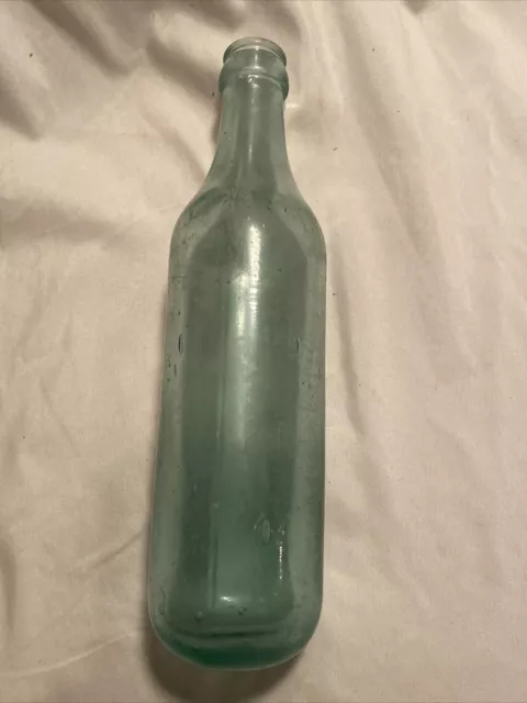 Antique Green Aqua Blown Glass Torpedo Round Bottom Pirate Ship Bottle Blob Top