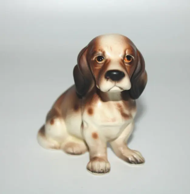VTG Springer Spaniel Puppy Dog Figurine Porcelain Ceramic Sitting 3"