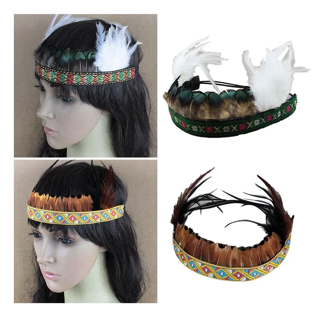 FEATHER HEADDRESS FASCINATOR Indian Hat for Festival Fancy Dress
