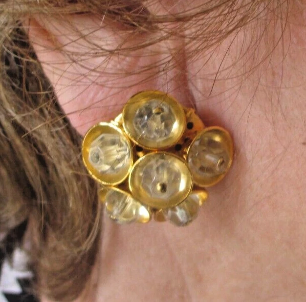 Boucles D'oreilles Clips Vintage Or De Tolède Espagne – Gravées Avec Perle, Modèle 3698
