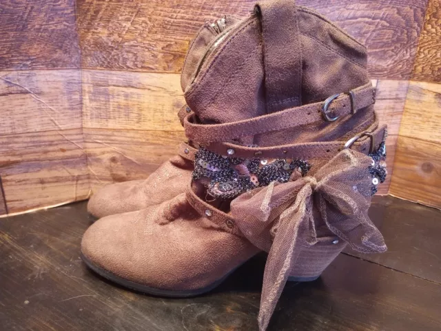 Mojo Moxy Black Fringe Suede Platform Burlesque High Heel Boots Sz
