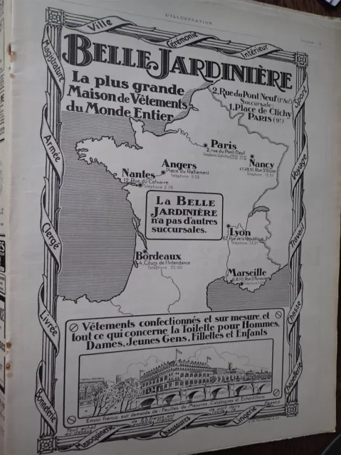 BELLE JARDINIERE plus grande maison de vêtements pub papier ILLUSTRATION 1922 co