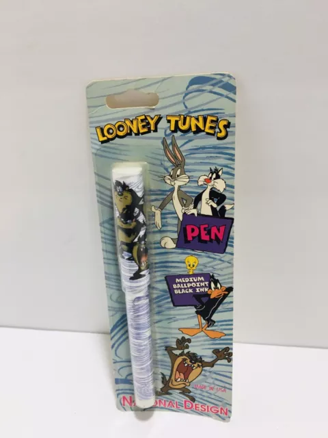 Vintage 1996 Looney Tunes Medium Ballpoint Black Ink Pen Taz Tasmanian Devil NIB