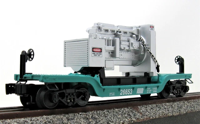 LIONEL 6-26653 RARE Penn Central PC Depressed Center Flatcar with Transformer C9