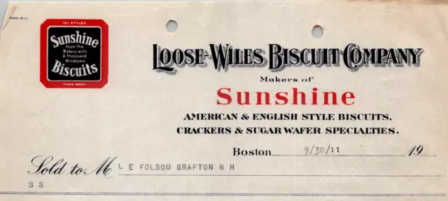 1911 Loose Wiles Biscuit Co Sunshine American English Crackers Sugar Wafers Z13