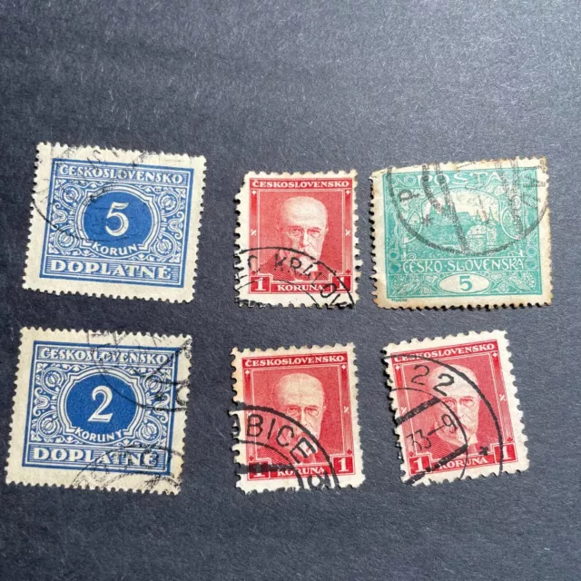 Czechoslovakia Stamp Postage Lot of 6 Collection Vintage Old 20's 30's