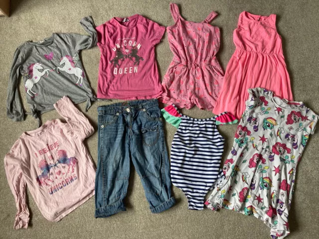 Girls Unicorn Tshirt Tops Clothes Bundle 7-8 Years Swimming Costume Jeans Next