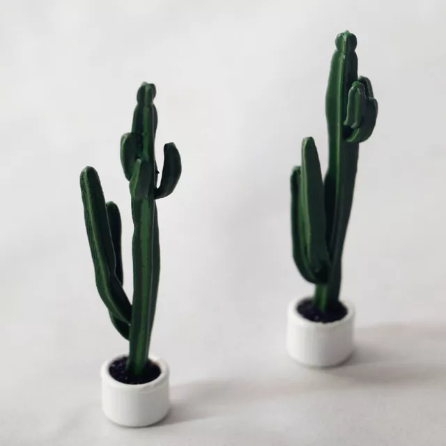 2Pcs Dollhouse Miniatures 1/12 Scale Plant Green Cactus Pot Garden Accessories