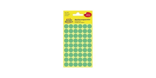 AVERY Zweckform Etiketten 3143 Markierungspunkt Ø12mm grün 270 Stück