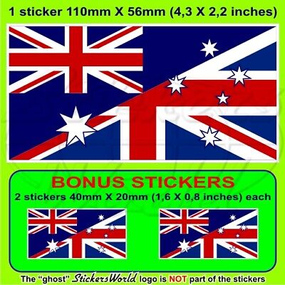 AUSTRALIA-UK Flag Australian-United Kingdom Union Jack 110mm Sticker x1+2 BONUS