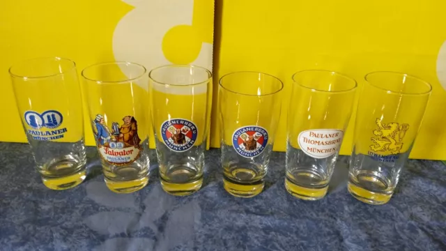 6 Biergläser: Paulaner Thomas Bräu München, Löwenbräu (Bier-Glas / Helles)